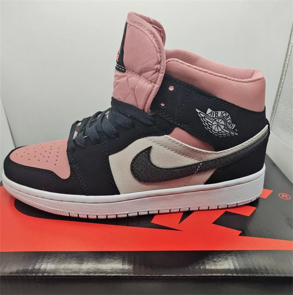 Women's Running Weapon Air Jordan 1 Pink/Black Shoes 186